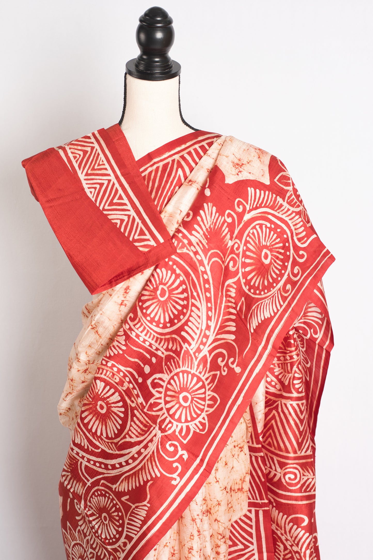 Batik Elegance - Hand-Dyed Silk Saree from Bengal.
