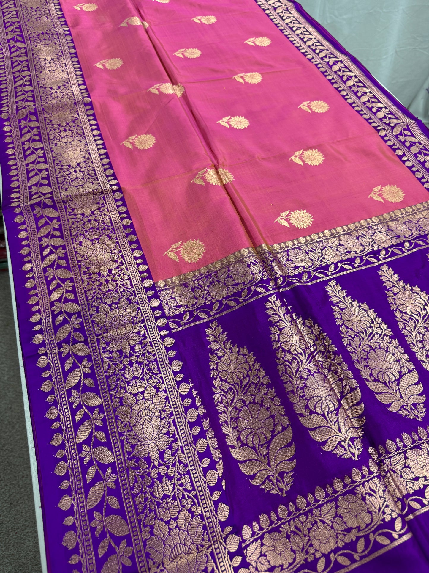 Silk Mark Certified Banarasi Saree in Pink - Indian Wedding Silk Collection.