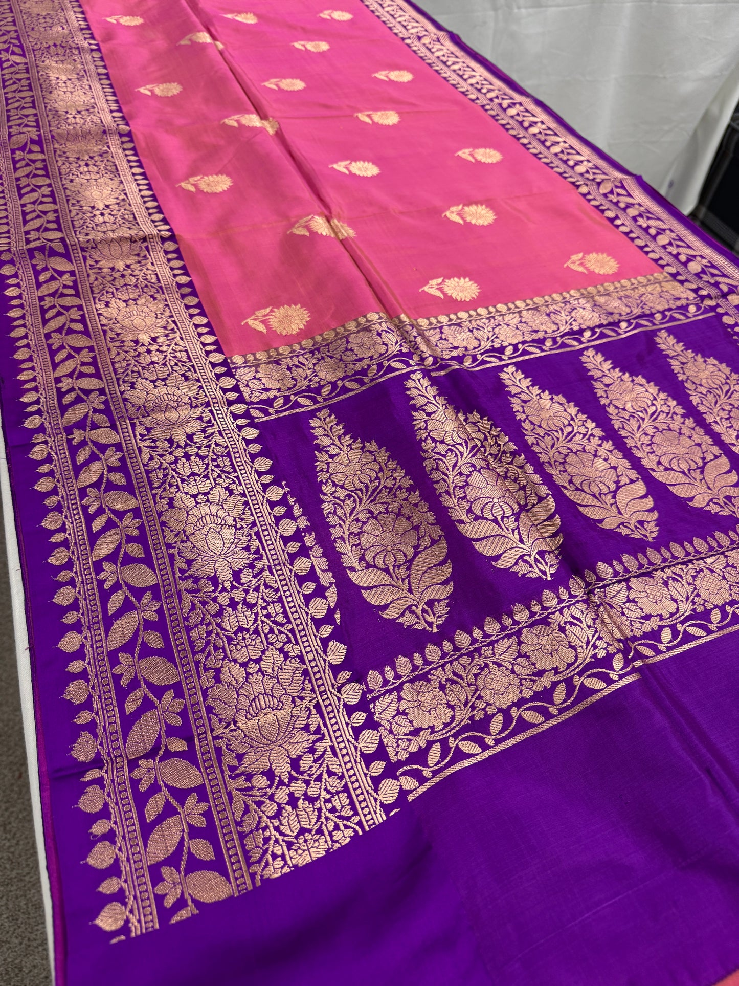 Silk Mark Certified Banarasi Saree in Pink - Indian Wedding Silk Collection.