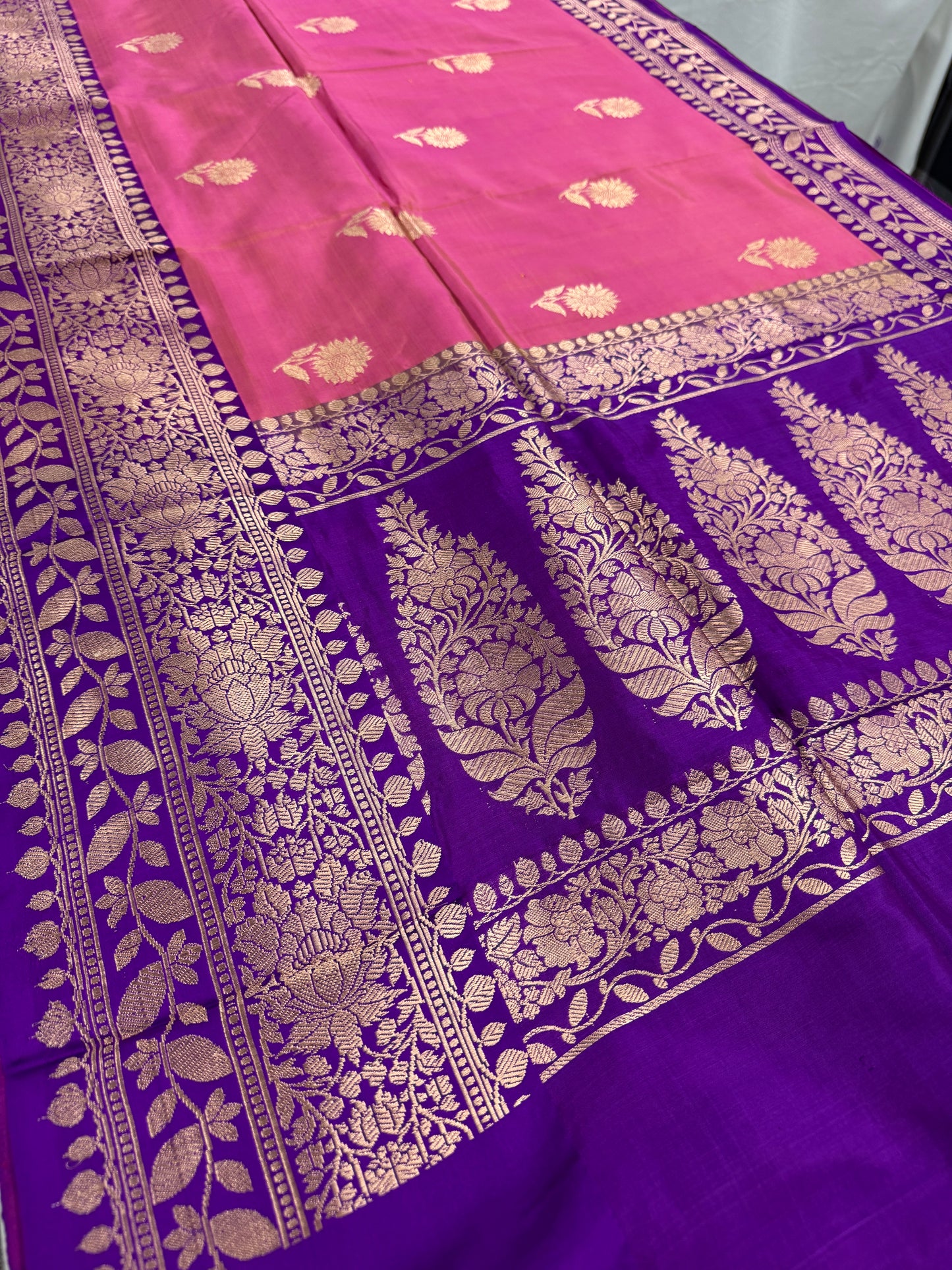 Silk Mark Certified Banarasi Saree in Pink - Indian Wedding Silk Collection.