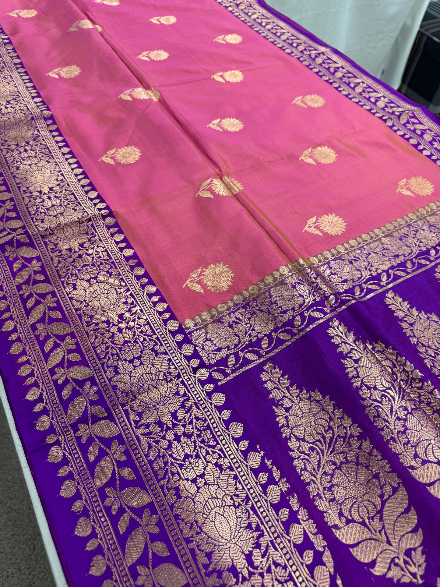 Silk Mark Certified Banarasi Saree in Pink - Indian Wedding Silk Collection.