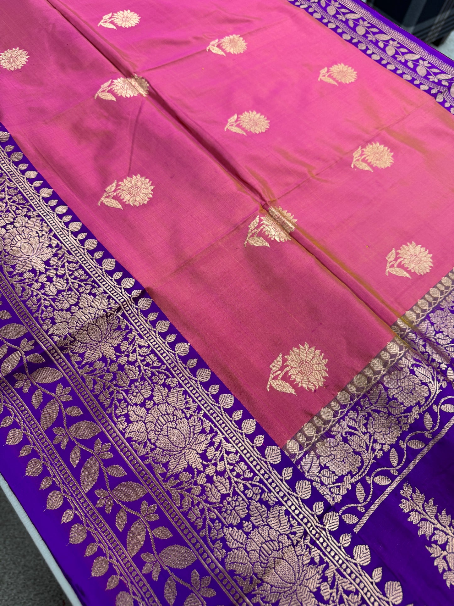 Silk Mark Certified Banarasi Saree in Pink - Indian Wedding Silk Collection.
