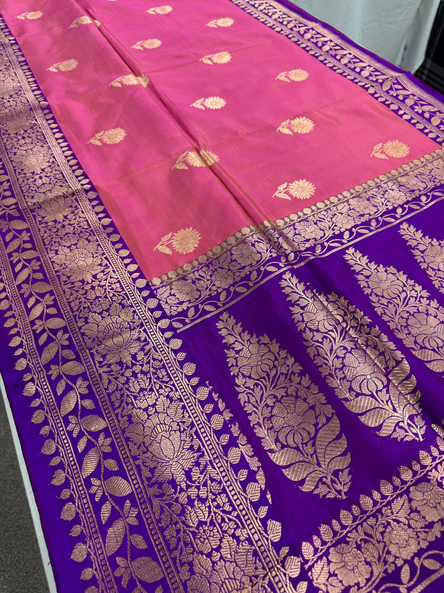 Silk Mark Certified Banarasi Saree in Pink - Indian Wedding Silk Collection.