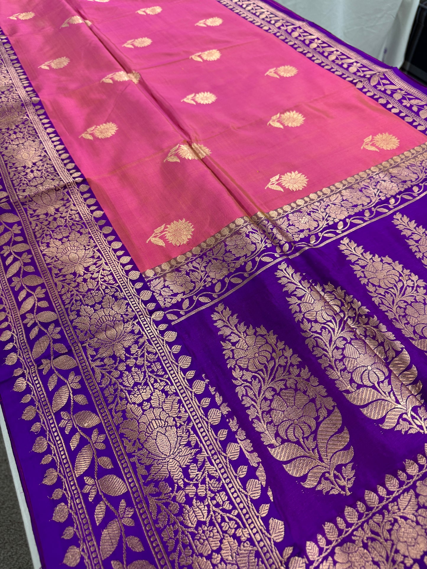 Silk Mark Certified Banarasi Saree in Pink - Indian Wedding Silk Collection.