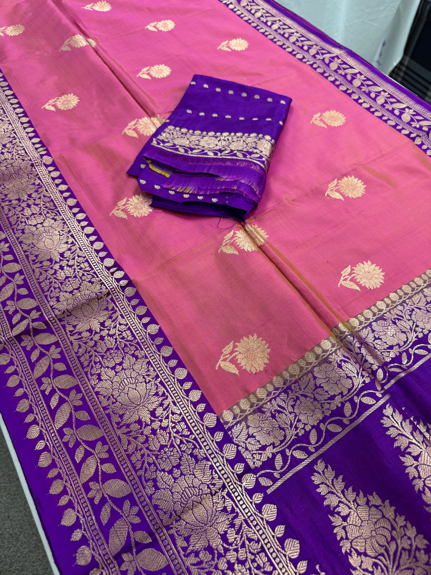 Silk Mark Certified Banarasi Saree in Pink - Indian Wedding Silk Collection