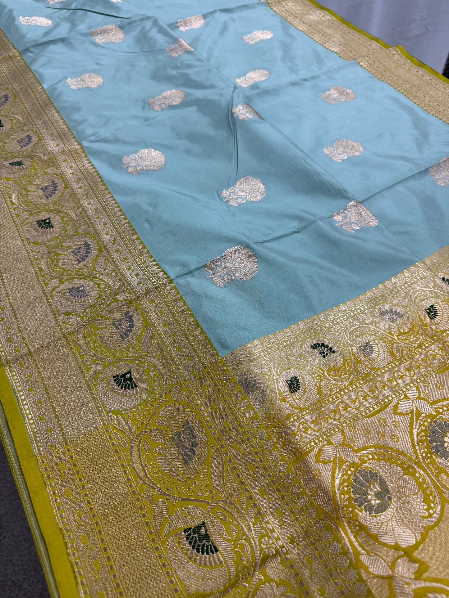 Minakari Banarasi Silk Saree with 40 Size Stitched Blouse - Indian Wedding Silk.