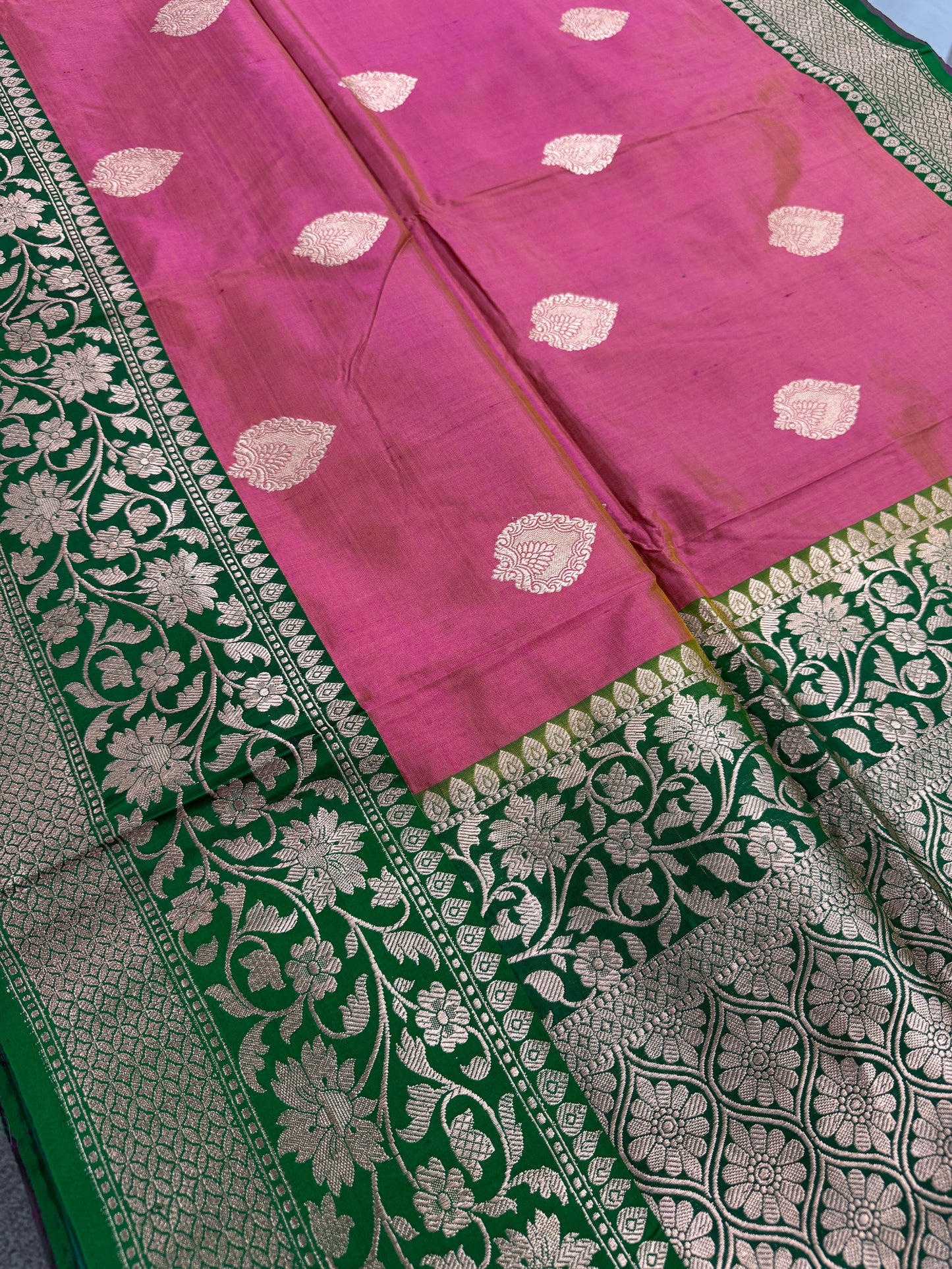 Banarasi Katan Silk Saree with 40 Size Stitched Blouse - Indian Wedding Saree.