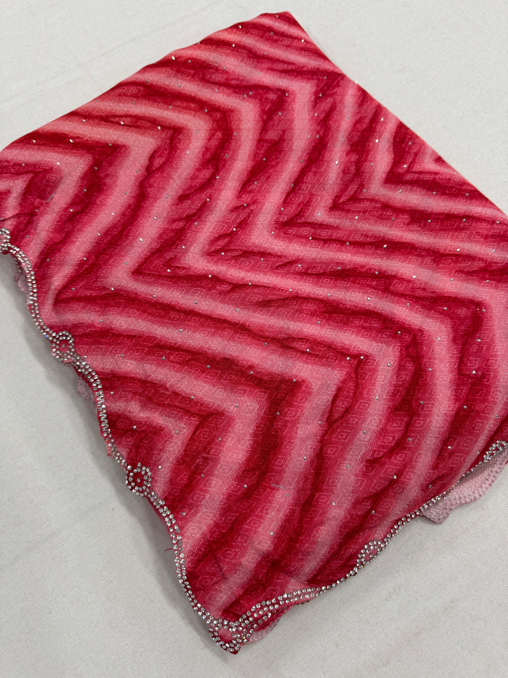 Rang Leher - Designer Chinon Leheriya Saree in Pink image 0