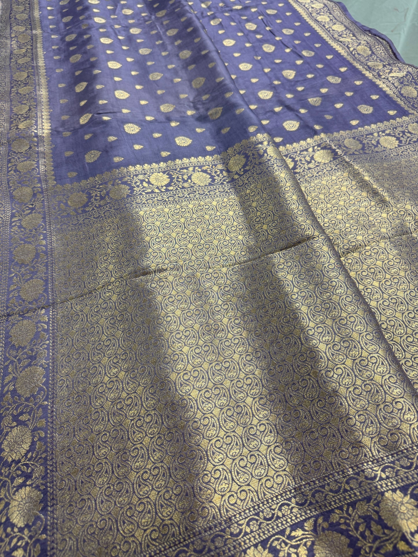 Manjari | Mauve & Gold Dola Silk Banarasi Saree | Soft & Flowy image 3