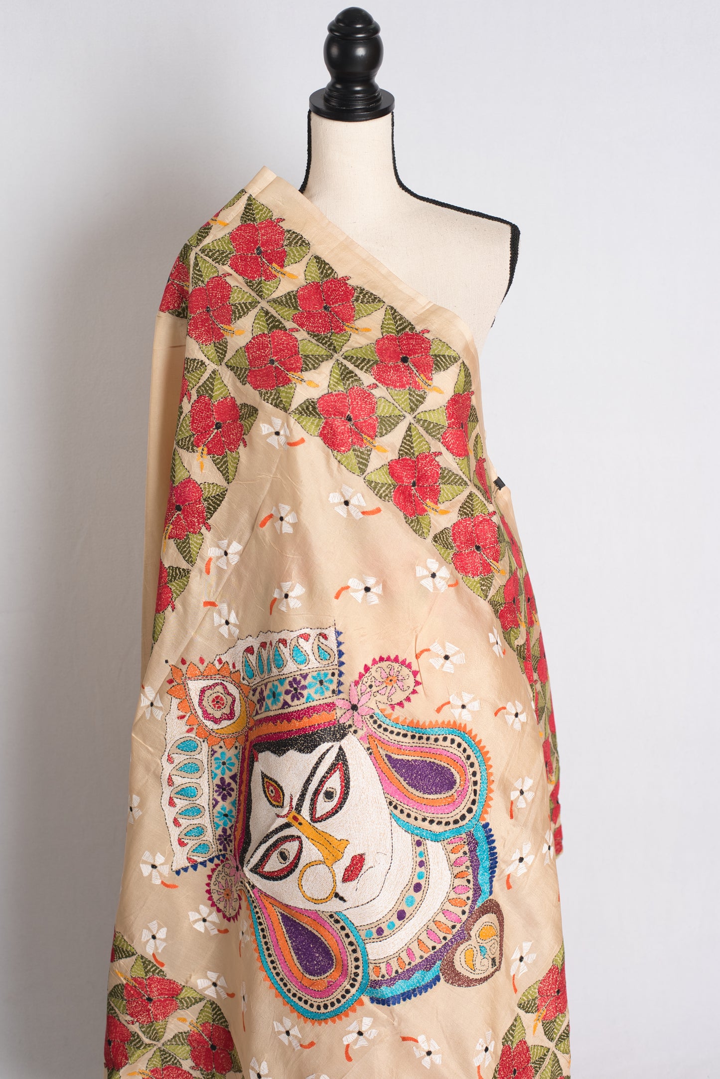 Durga Kantha - Hand Embroidered Pure Silk Kantha Work Saree image 4
