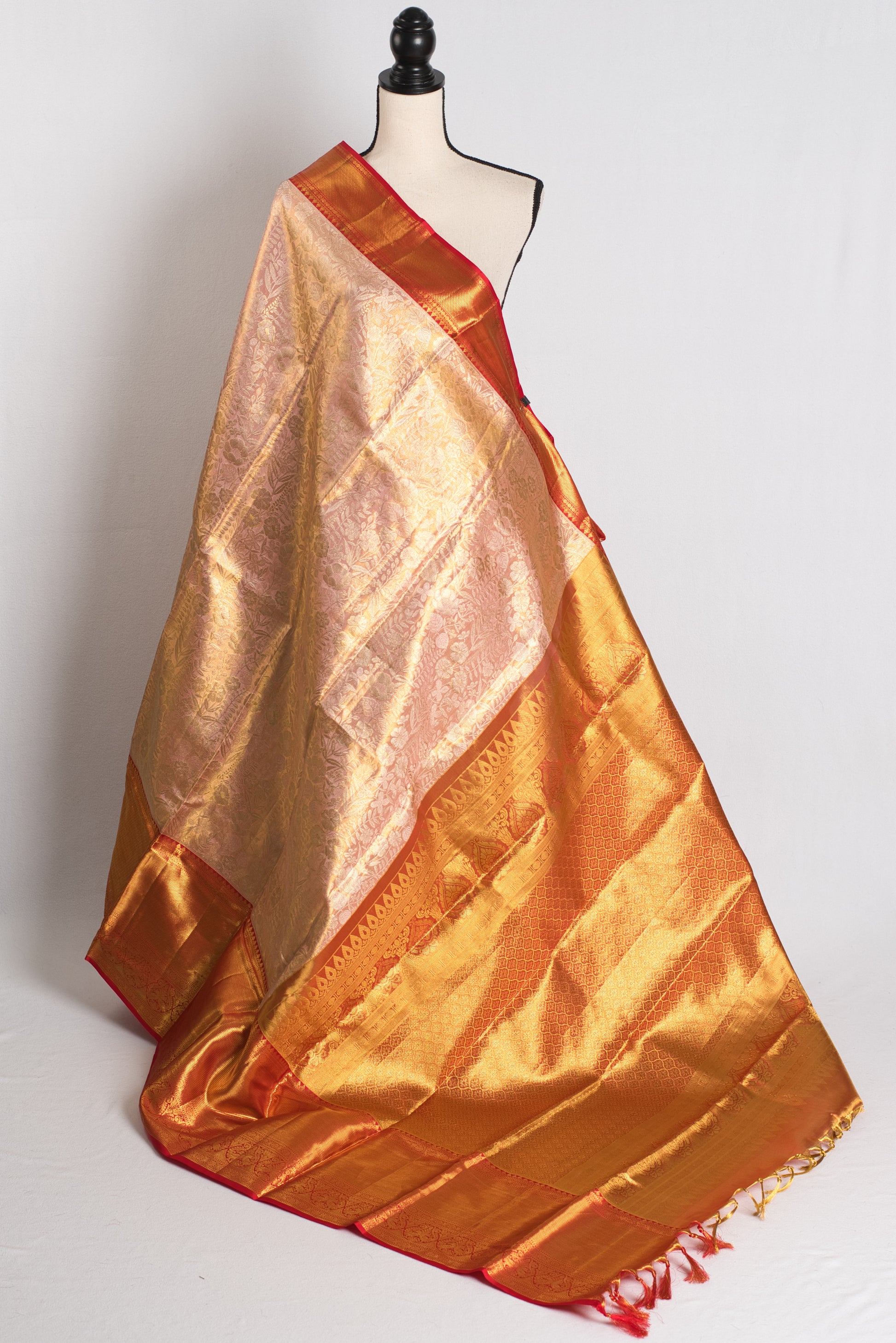Blush Petal : Handwoven Brocade Bridal Kanjivaram Silk Saree image 1