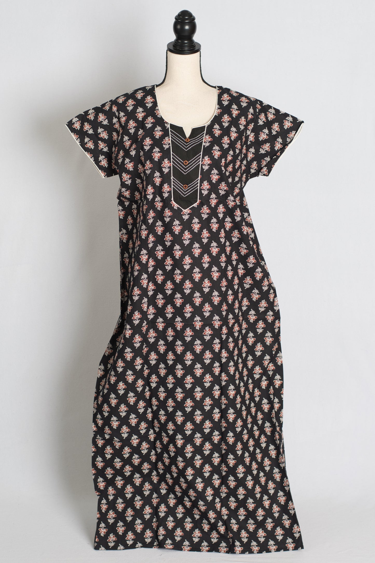 Printed Black Pure Cotton Nightwear in Regular Size image 1