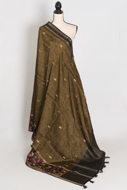Dilshad | Henna Green Dola Silk Banarasi Saree | Perfect for Mehendi Ceremony image 1