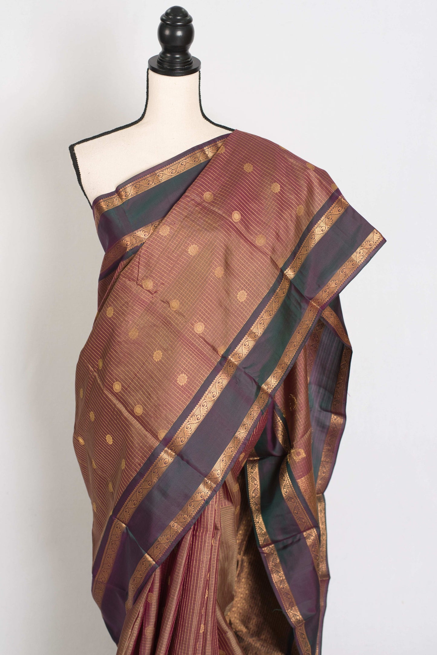 Thailaja : Kattam Pattu English Brown Kanjivaram Silk Saree image 6