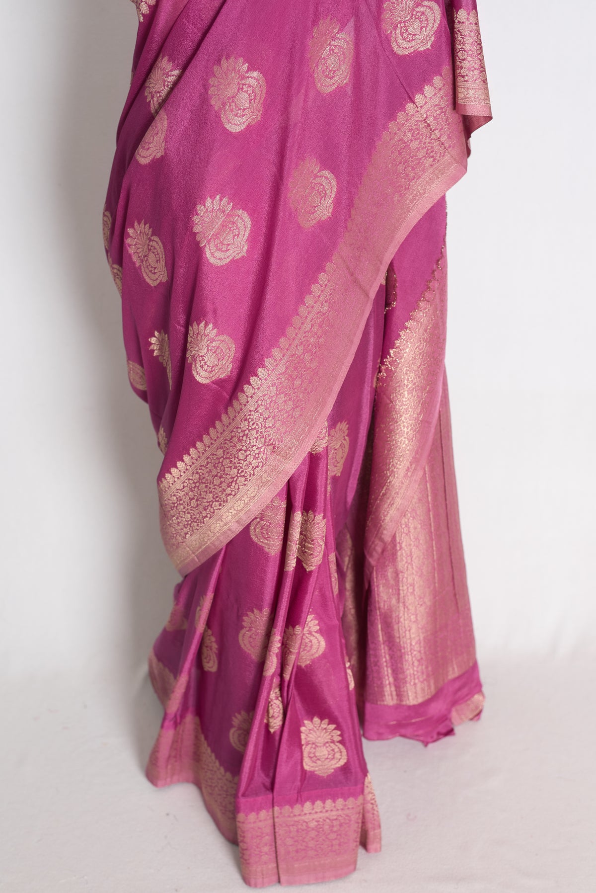 Sree: Purple Semi Georgette Banarasi Saree with 38 Size Stitched Blouse image 7