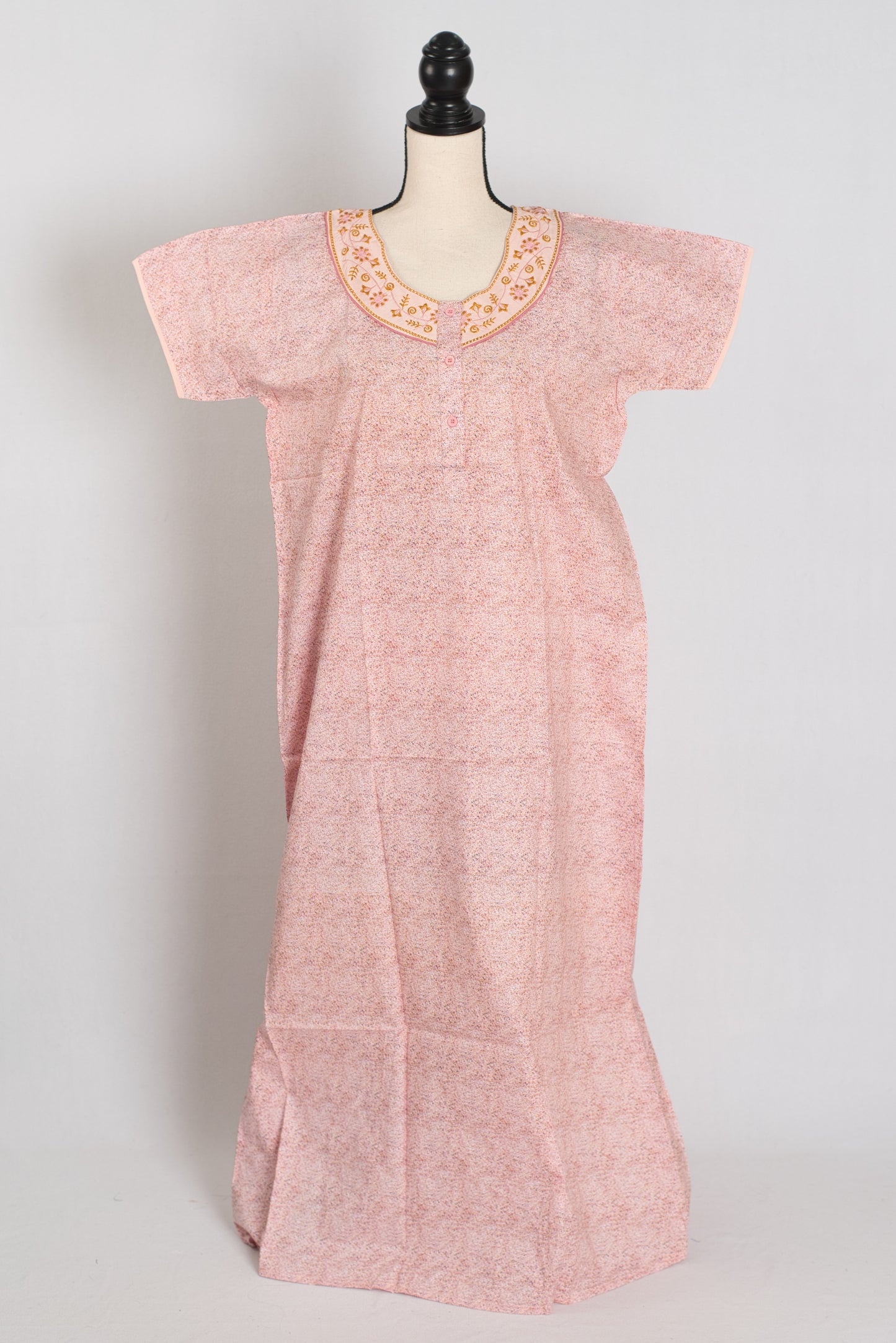 Printed Peach Cotton Nighty in Regular Size for Women image 1