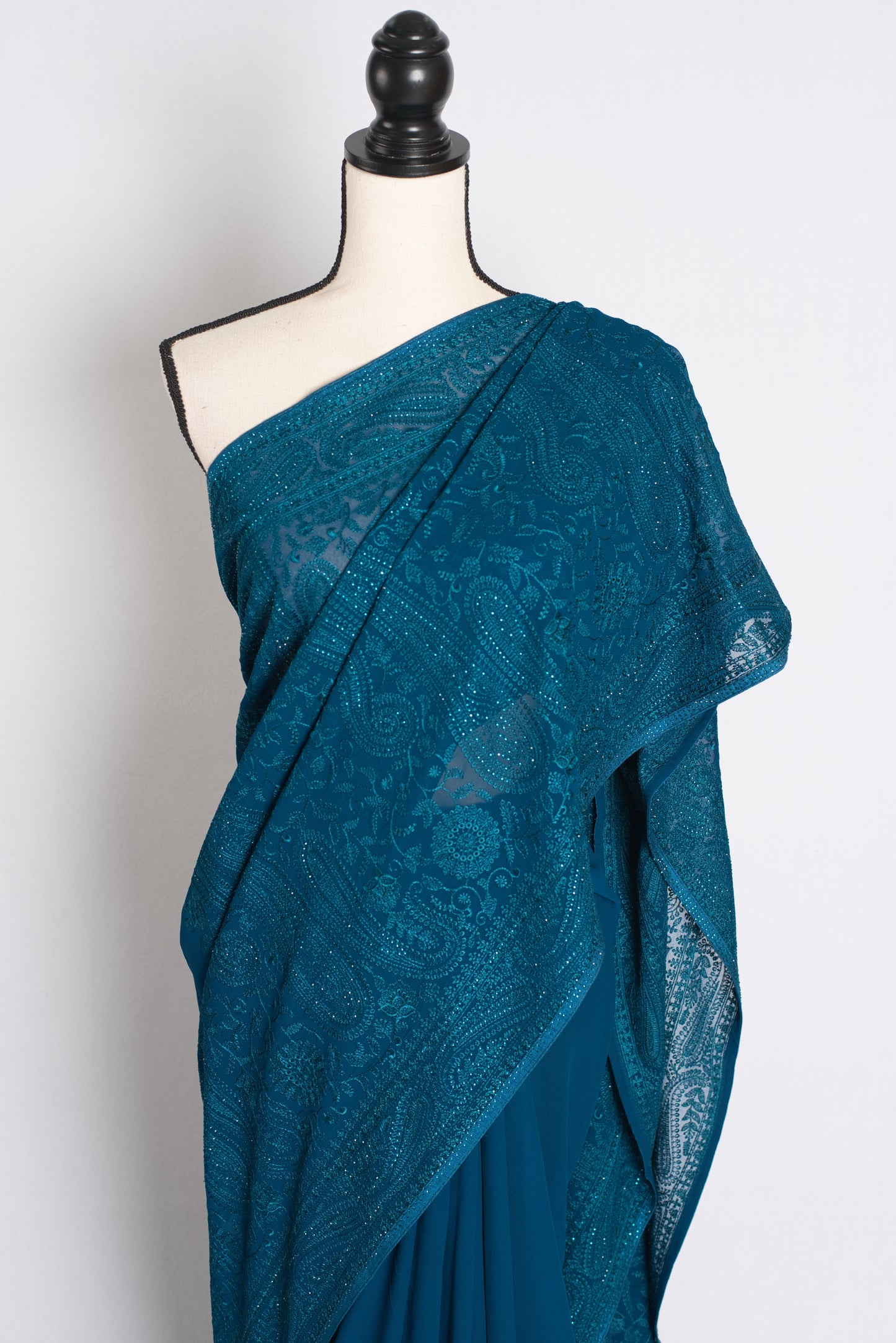 Neelakshi - Blue Kashmiri Embroidered Georgette Saree image 5