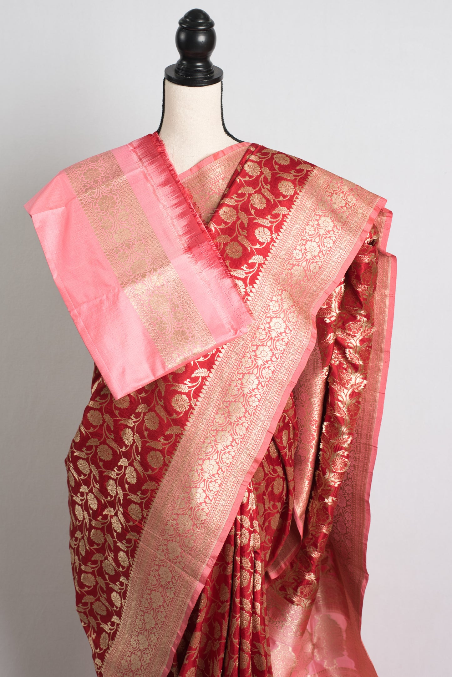 Silk Mark Certified Katan Banarasi Silk Saree with Jaal Floral Pattern