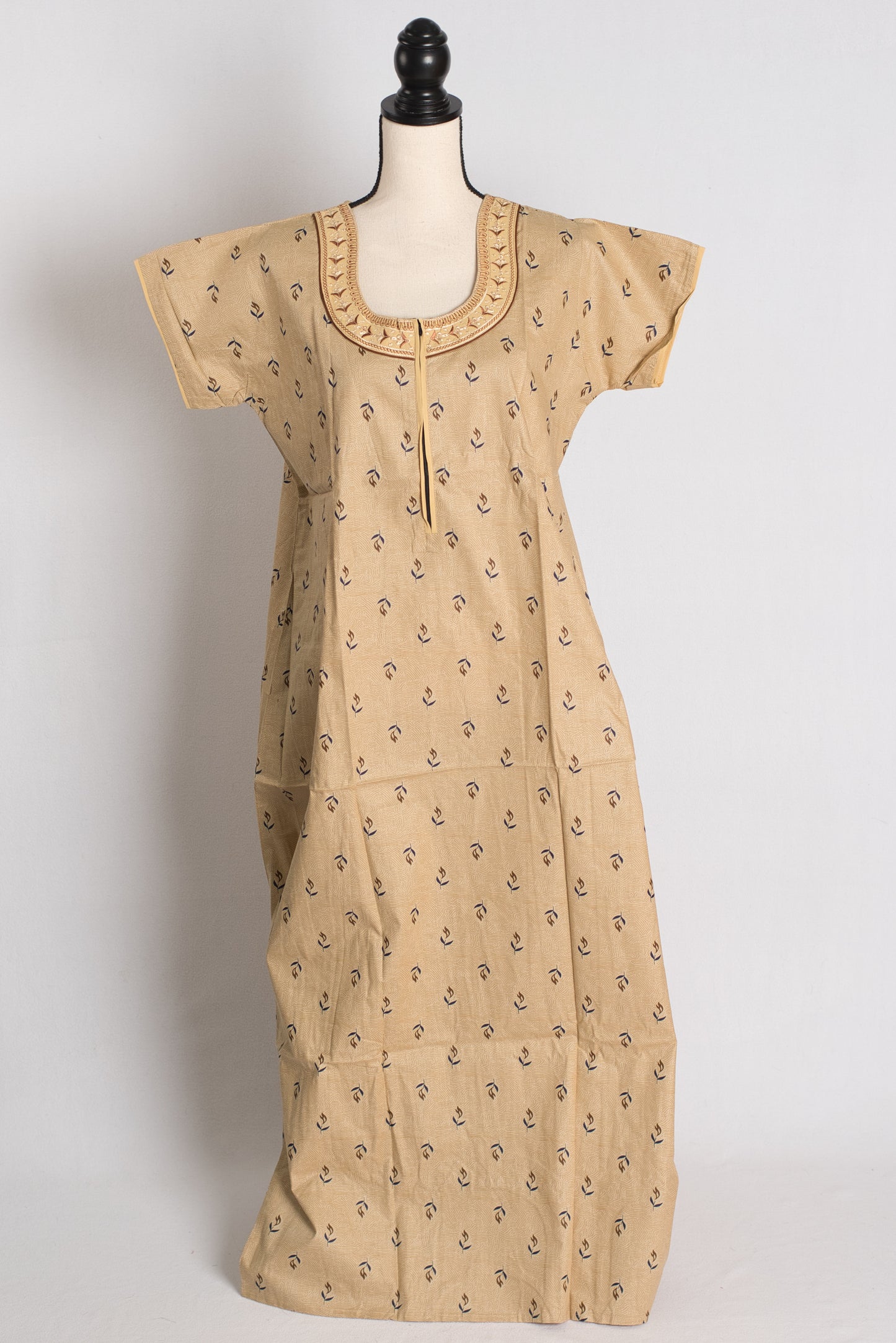 Printed Beige Pure Cotton Nightwear in Regular Size image 1