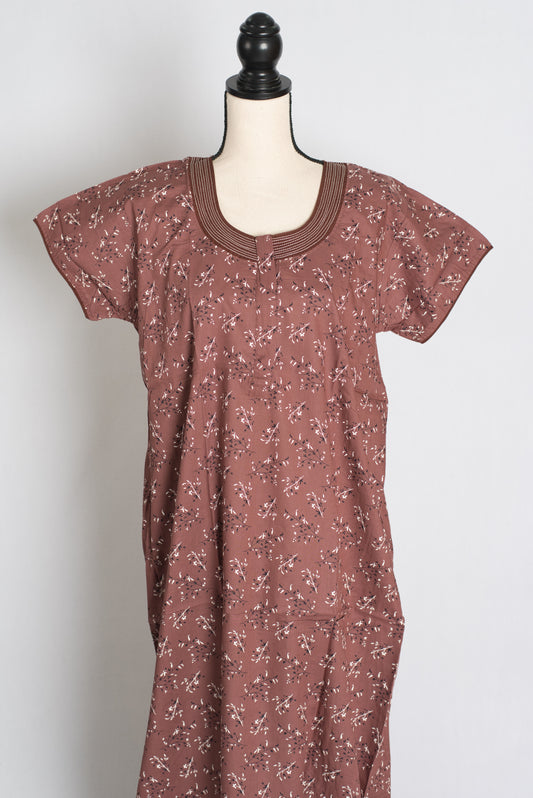Printed Brown Pure Cotton Nightwear in Regular Size image 0