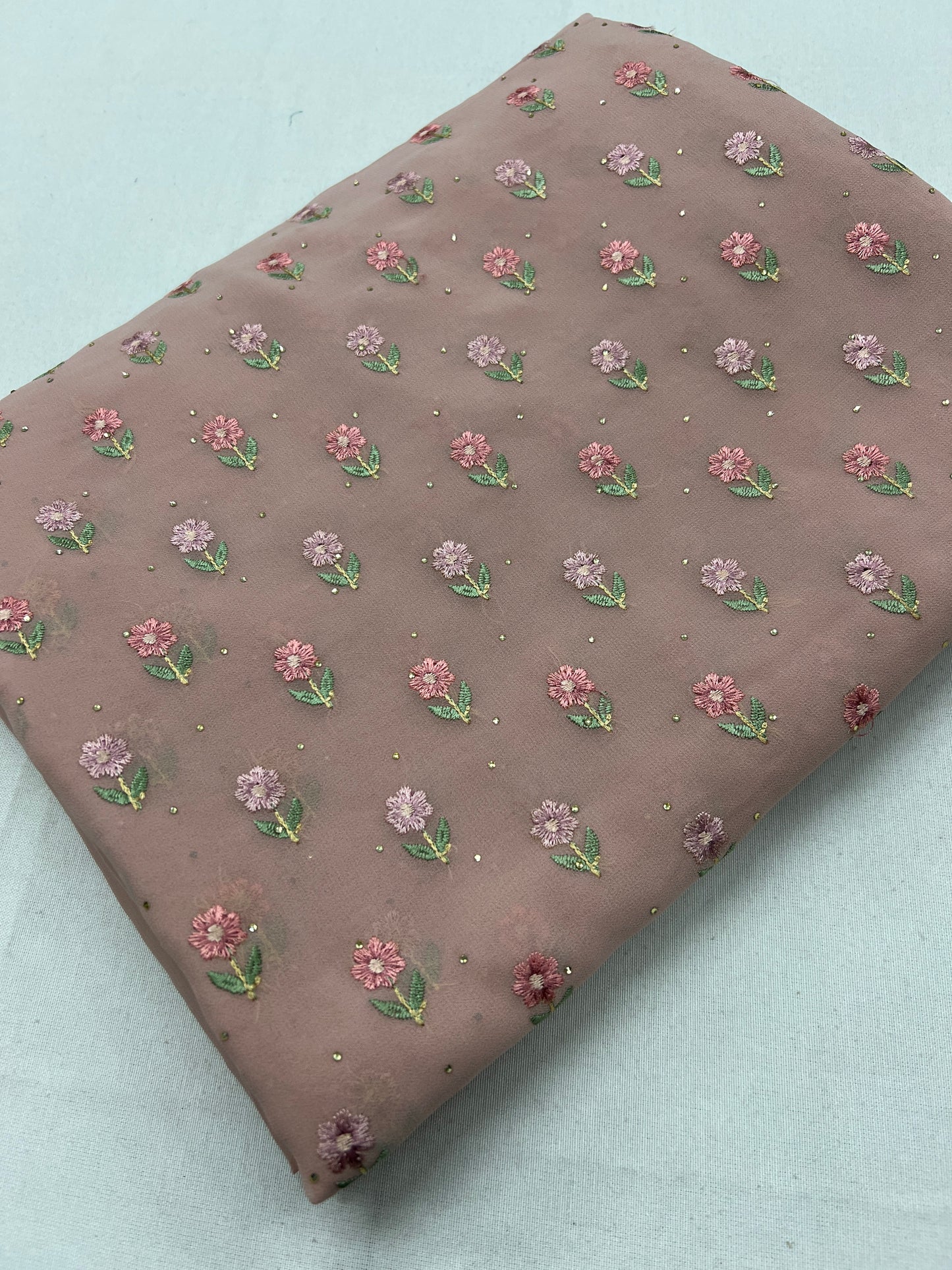 Embroidery Work Mauve Georgette Cocktail Saree image 3