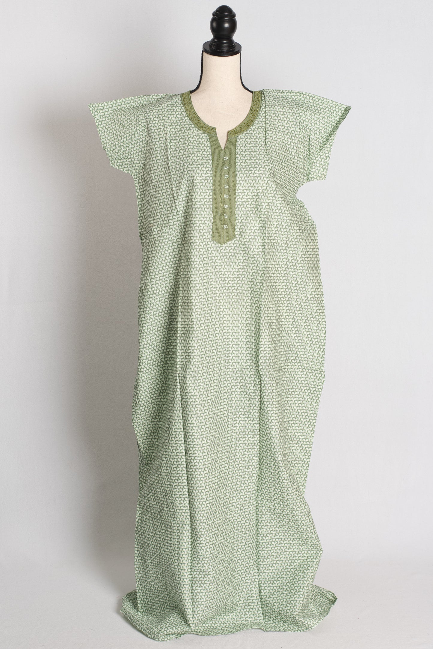 Printed Green Pure Cotton Indian Women Nighty in Regular Size image 1