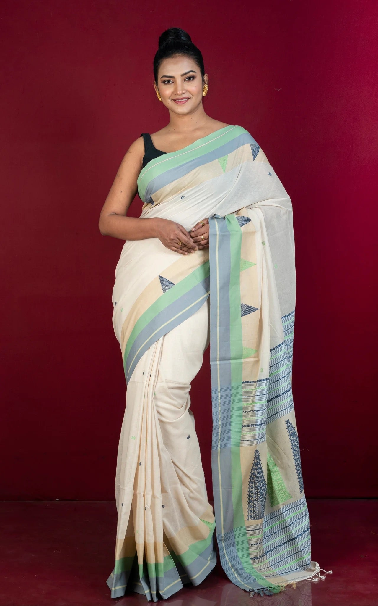 Bengal Soft Cotton Saree in Beige - Premium Bengali Saree Collection.