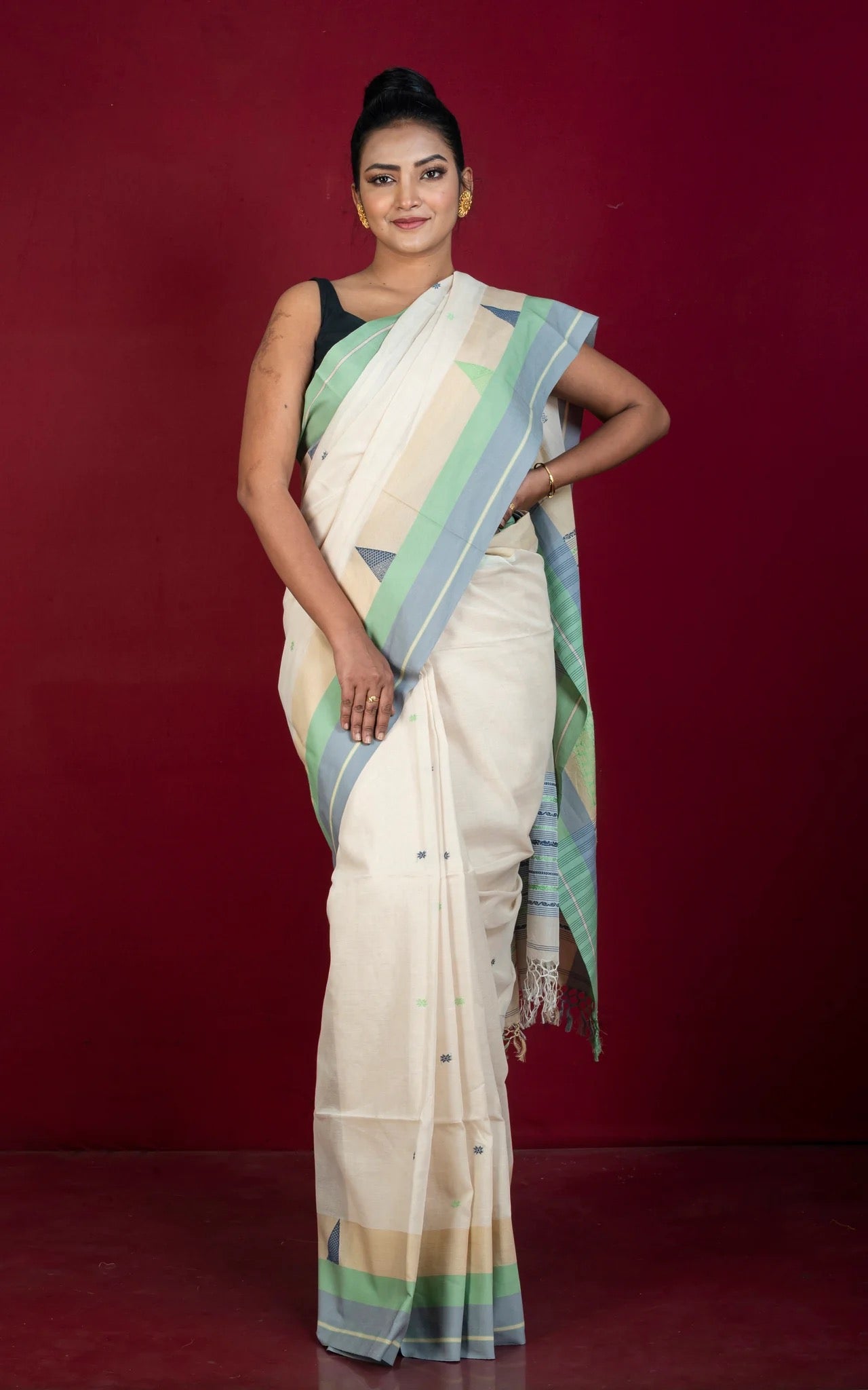 Bengal Soft Cotton Saree in Beige - Premium Bengali Saree Collection.