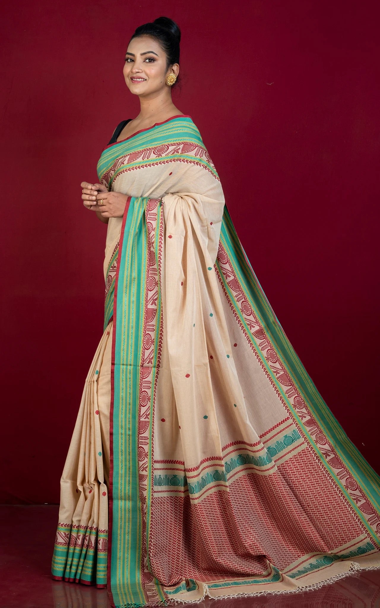 Handwoven Soft Cotton Saree - Premium Bengali Saree Collection.