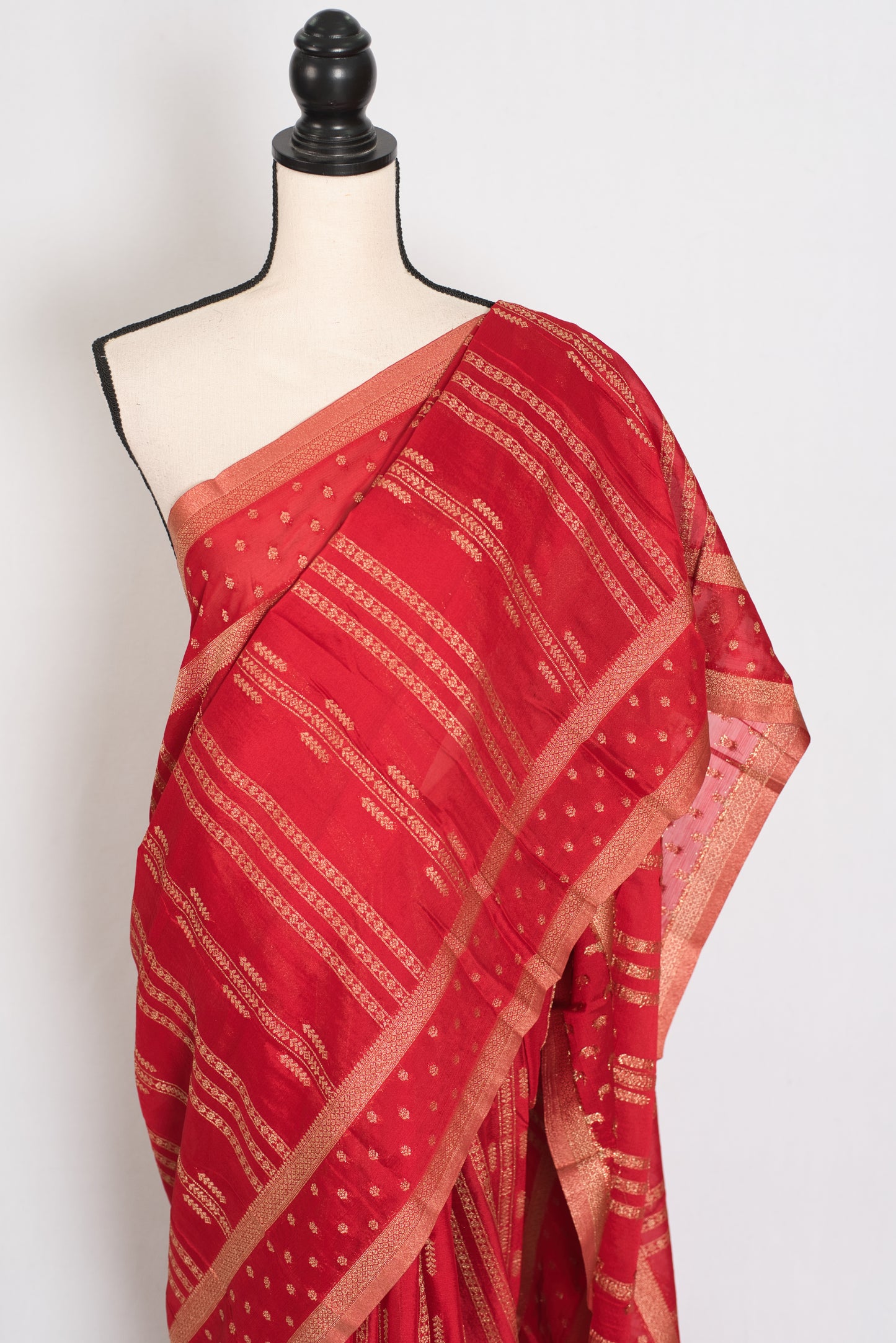 Naheed: Red Semi Georgette Banarasi Saree | Lightweight Bollywood Style image 6