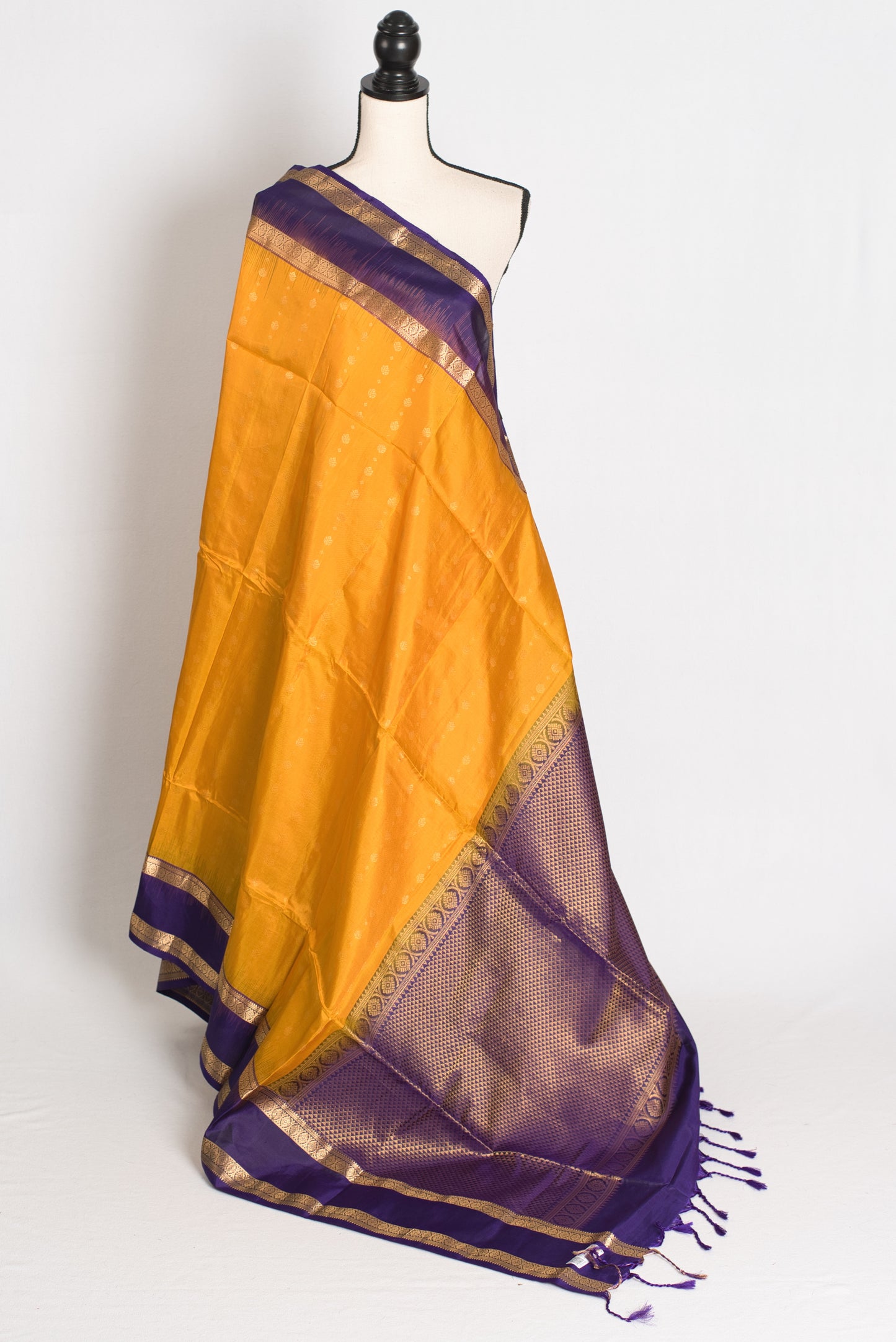 Lakshmi : Yellow and Purple Silk Mark Certified Kanchipuram Silk Saree image 1