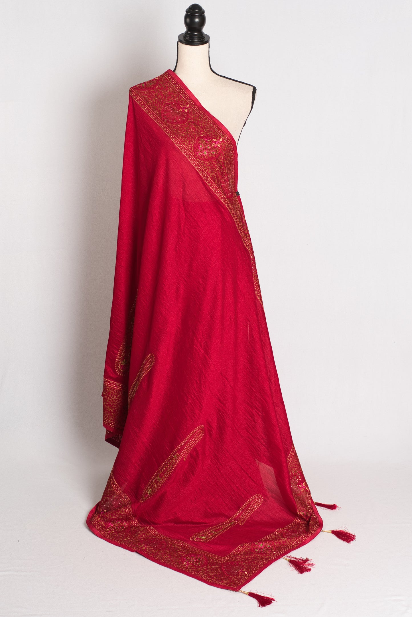 Raktima - Lightweight Kashmiri Embroidery Saree in Red image 1