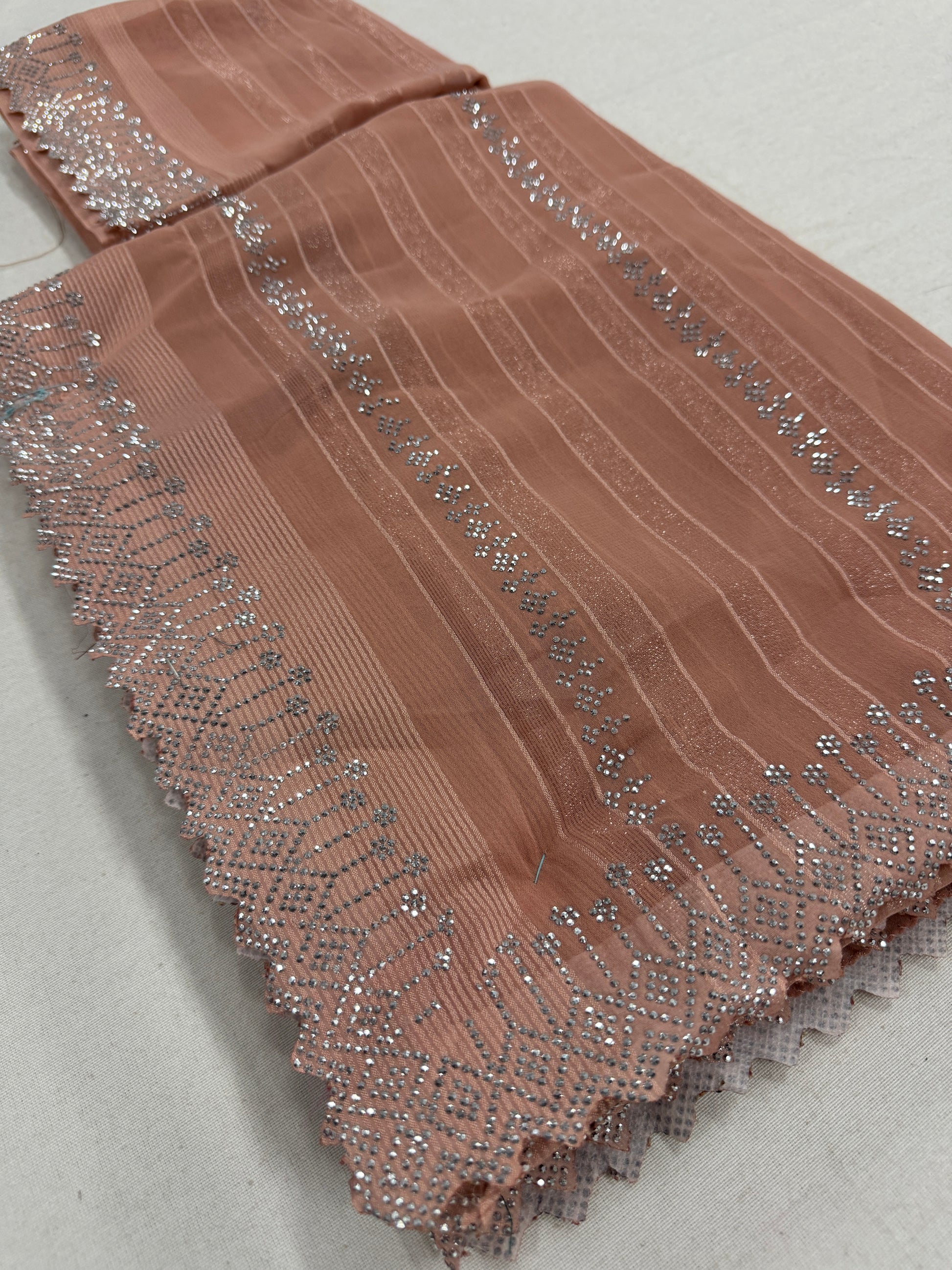 Feather Touch - Designer Chiffon Saree in Light Brown image 1
