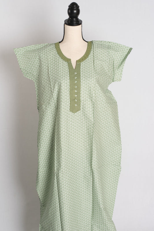 Printed Green Pure Cotton Indian Women Nighty in Regular Size image 0