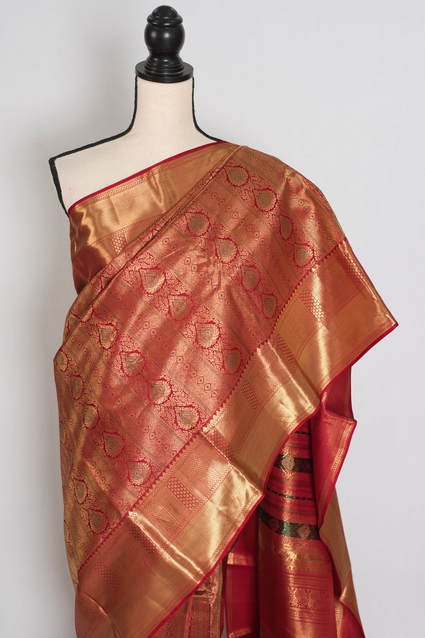 Brinda : Dark Red & Gold Bridal Kanjivaram Brocade Saree | Silk Mark Certified image 6