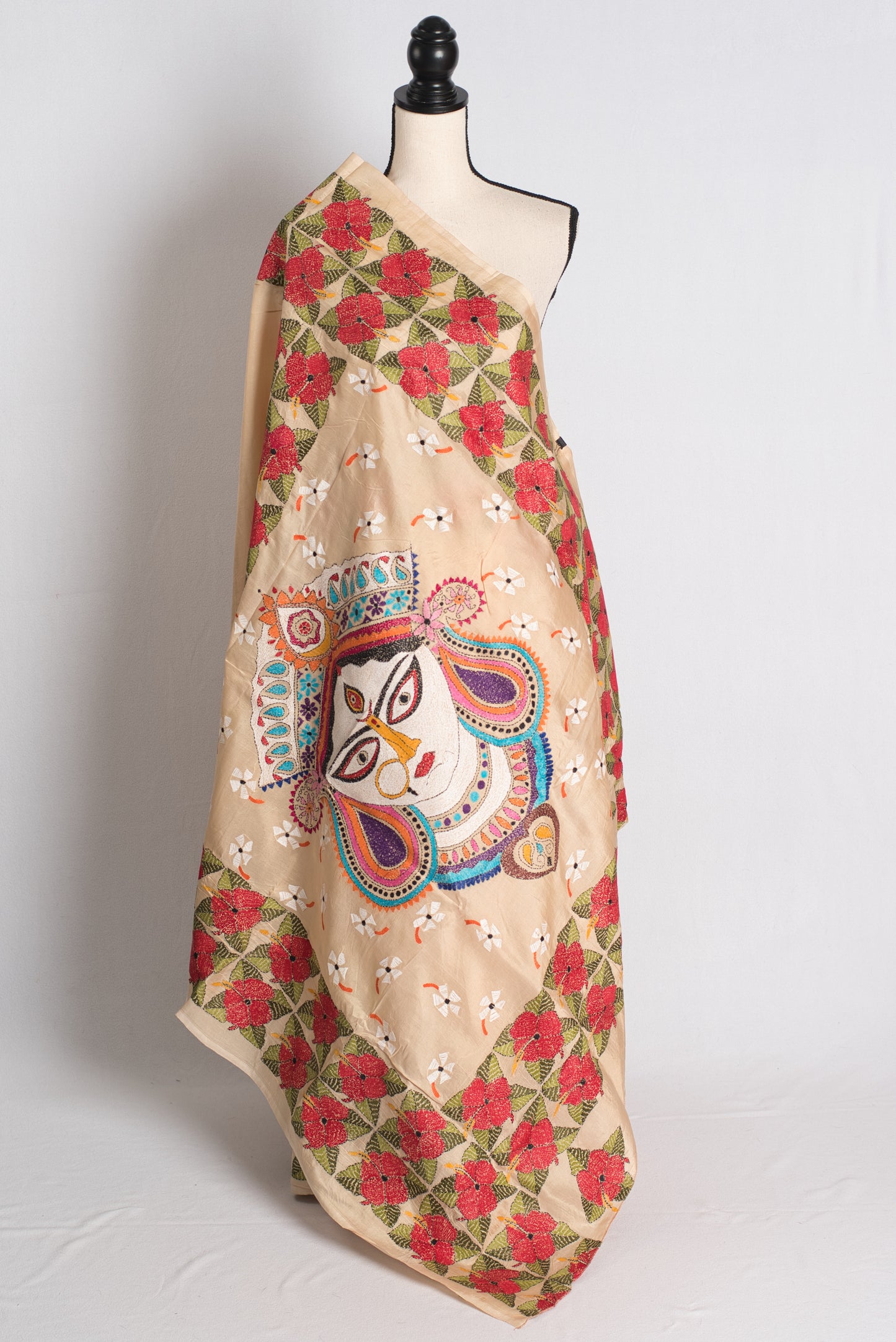 Durga Kantha - Hand Embroidered Pure Silk Kantha Work Saree image 1