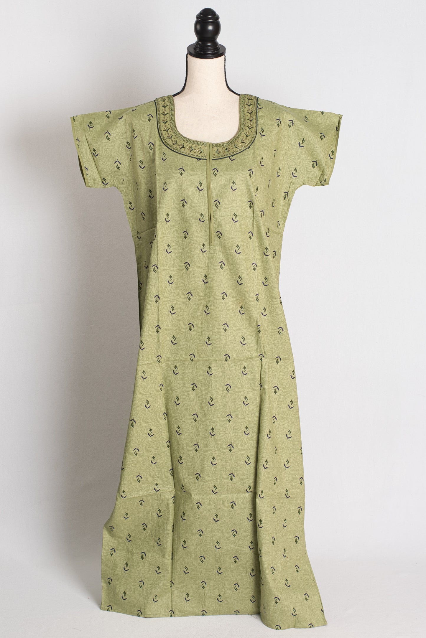 Printed Green Pure Cotton Nightwear in Regular Size image 1