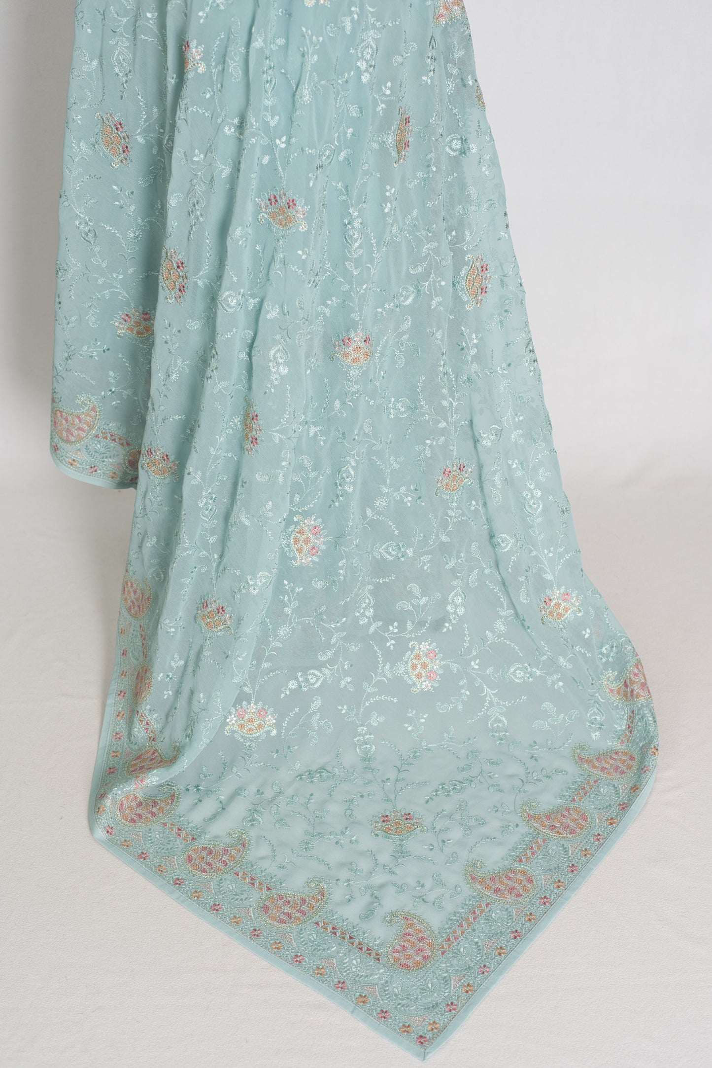 Soft Blue Georgette Partywear Saree - Pic 7