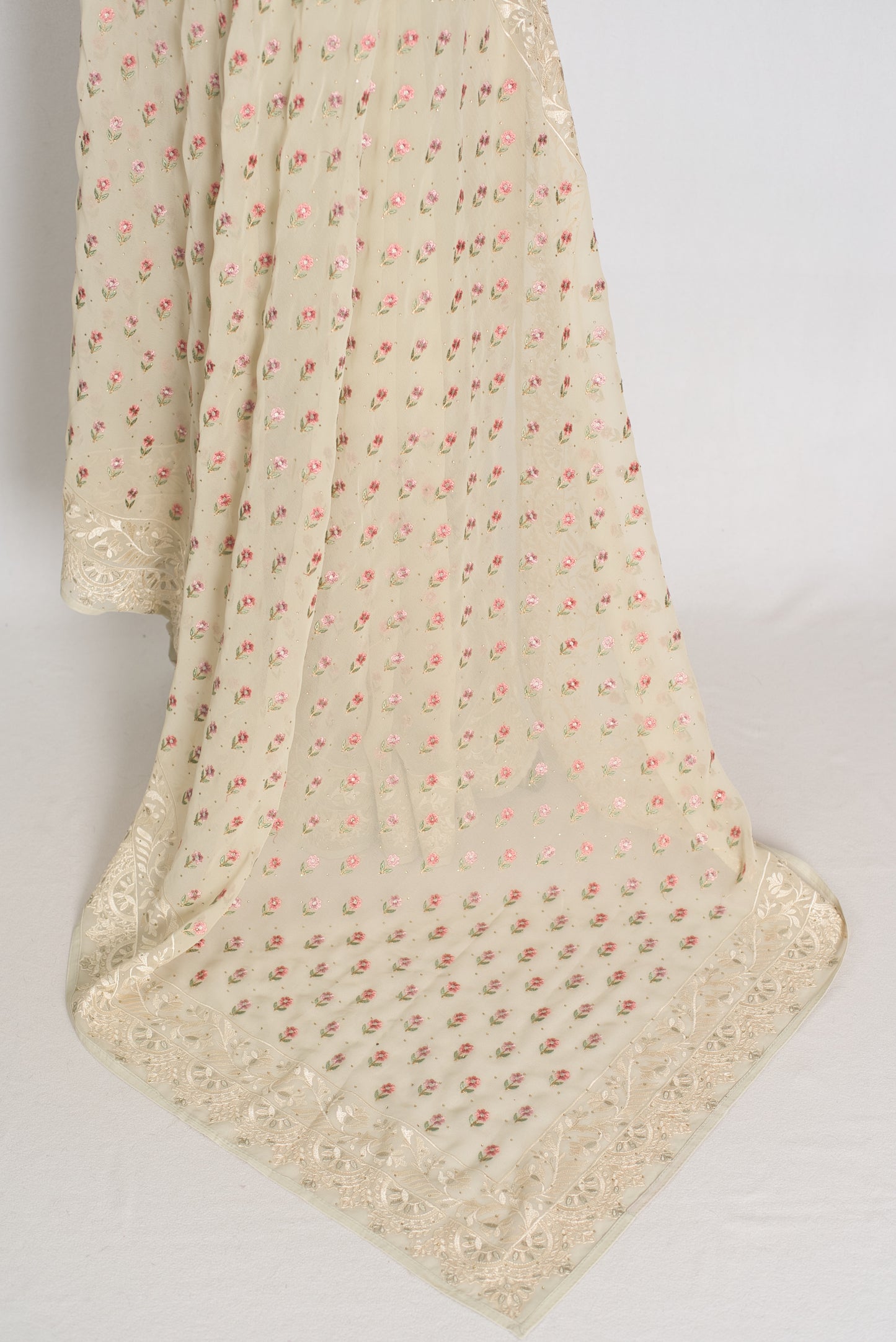 Light Sage Green Georgette Partywear Saree - Pic 7