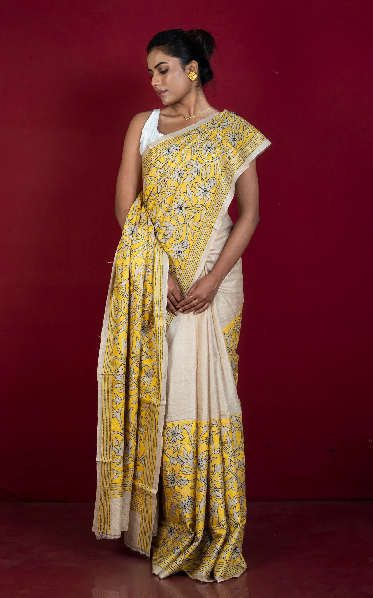 Premium Quality Hand Embroidery Kantha Work Saree - Kantha Collection.