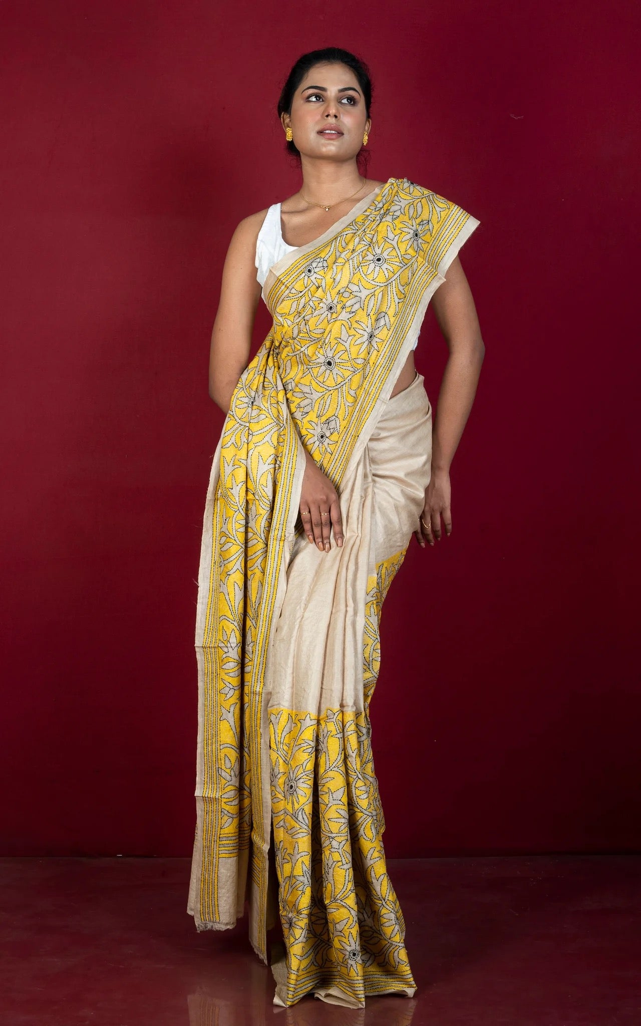 Premium Quality Hand Embroidery Kantha Work Saree - Kantha Collection.