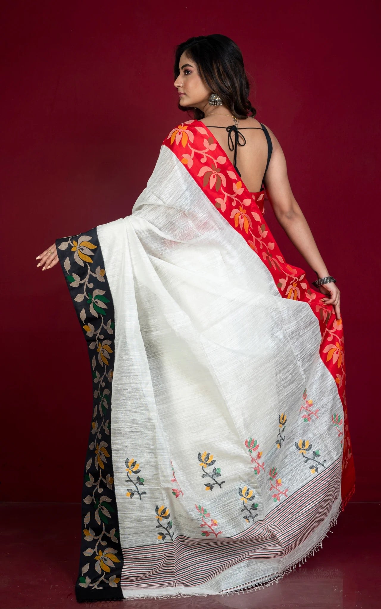 Certified Silk Matka Tussar Jamdani Saree - Premium Bengal Collection.
