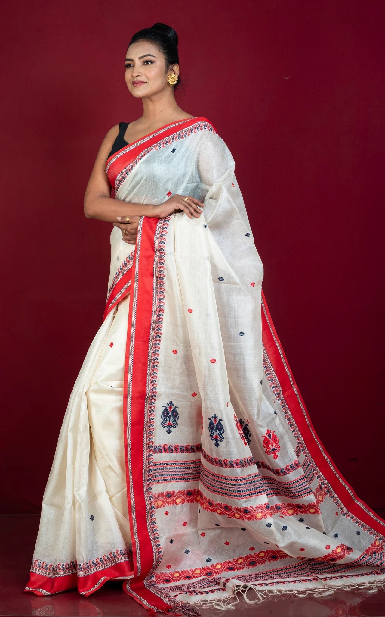 Velvet Border Bengal Tussar Silk Saree - Premium Bengal Collection.