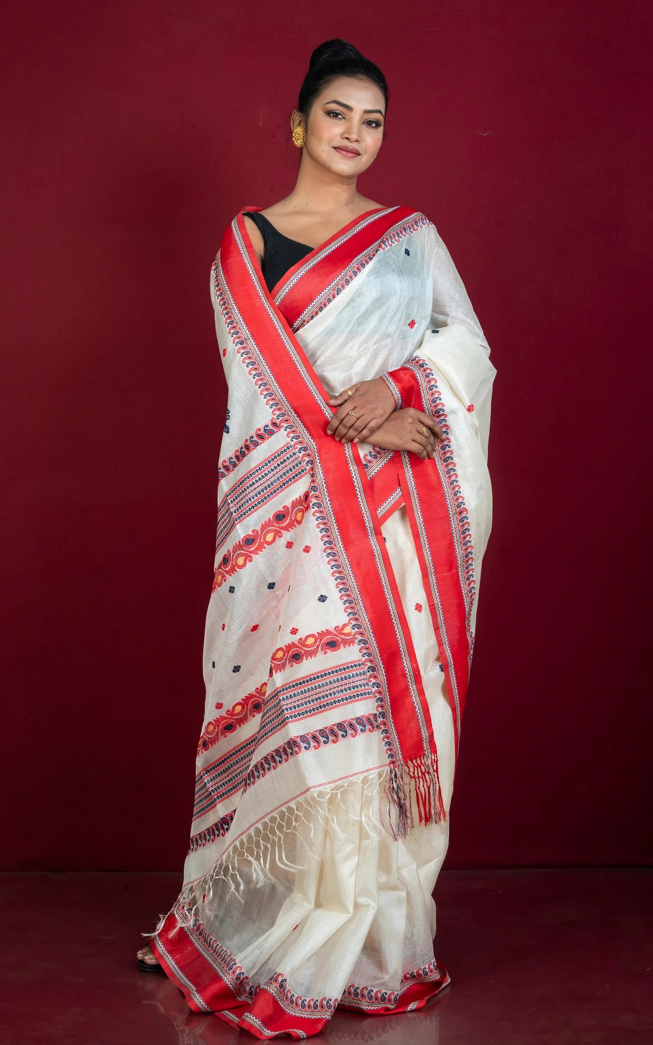 Velvet Border Bengal Tussar Silk Saree - Premium Bengal Collection.
