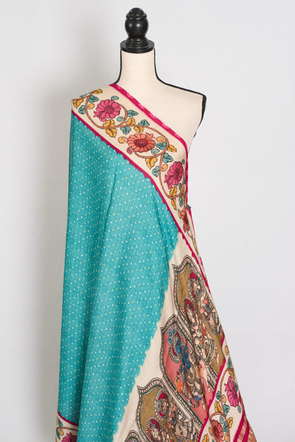 Srija | Turquoise Blue Soft Modal Silk Saree | Contemporary Designer Drape image 5