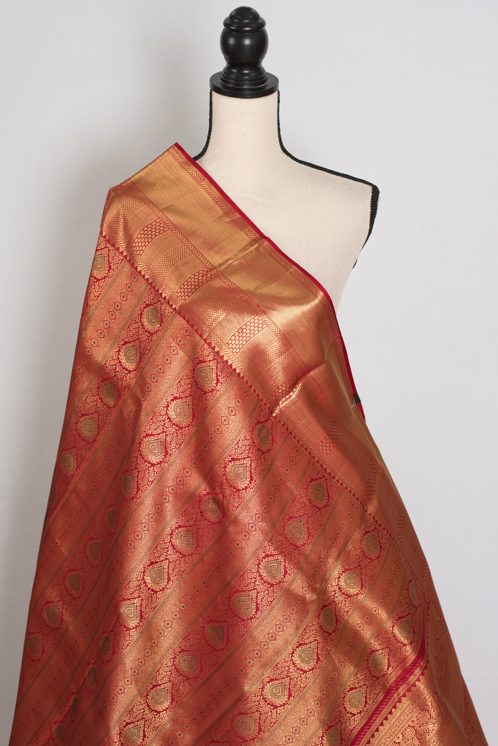 Brinda : Dark Red & Gold Bridal Kanjivaram Brocade Saree | Silk Mark Certified image 4
