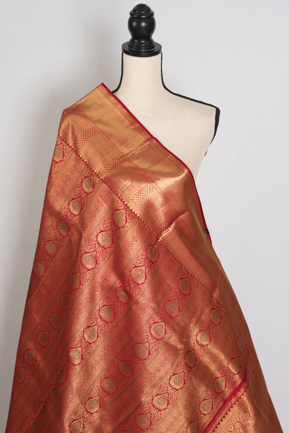 Brinda : Dark Red & Gold Bridal Kanjivaram Brocade Saree | Silk Mark Certified image 4