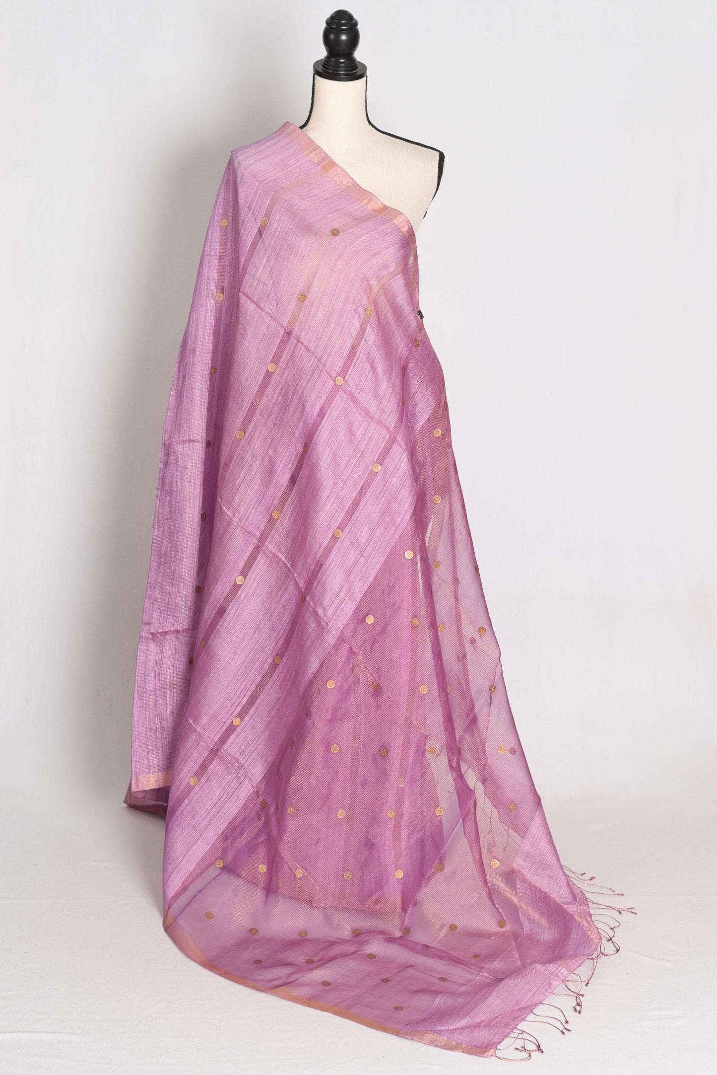 Sangya Lavender Pure Matka Tissue Bengali Handwoven Saree with Woven Gini Sequin image 1