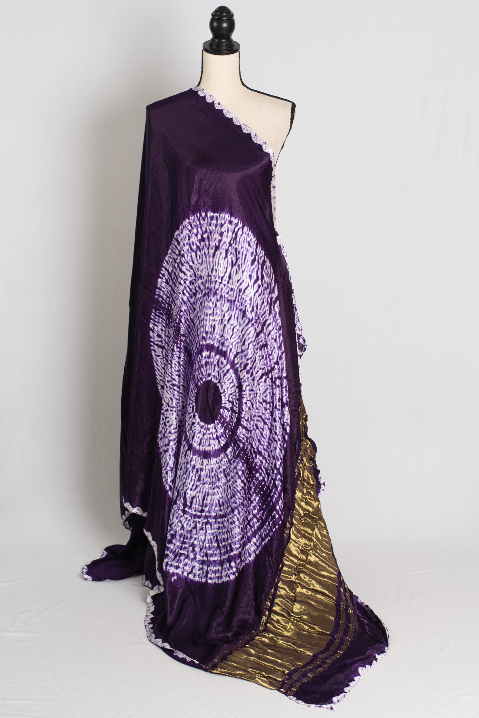 Nadia : Eggplant Purple Modal Silk Saree with Hand Shibori Border image 1
