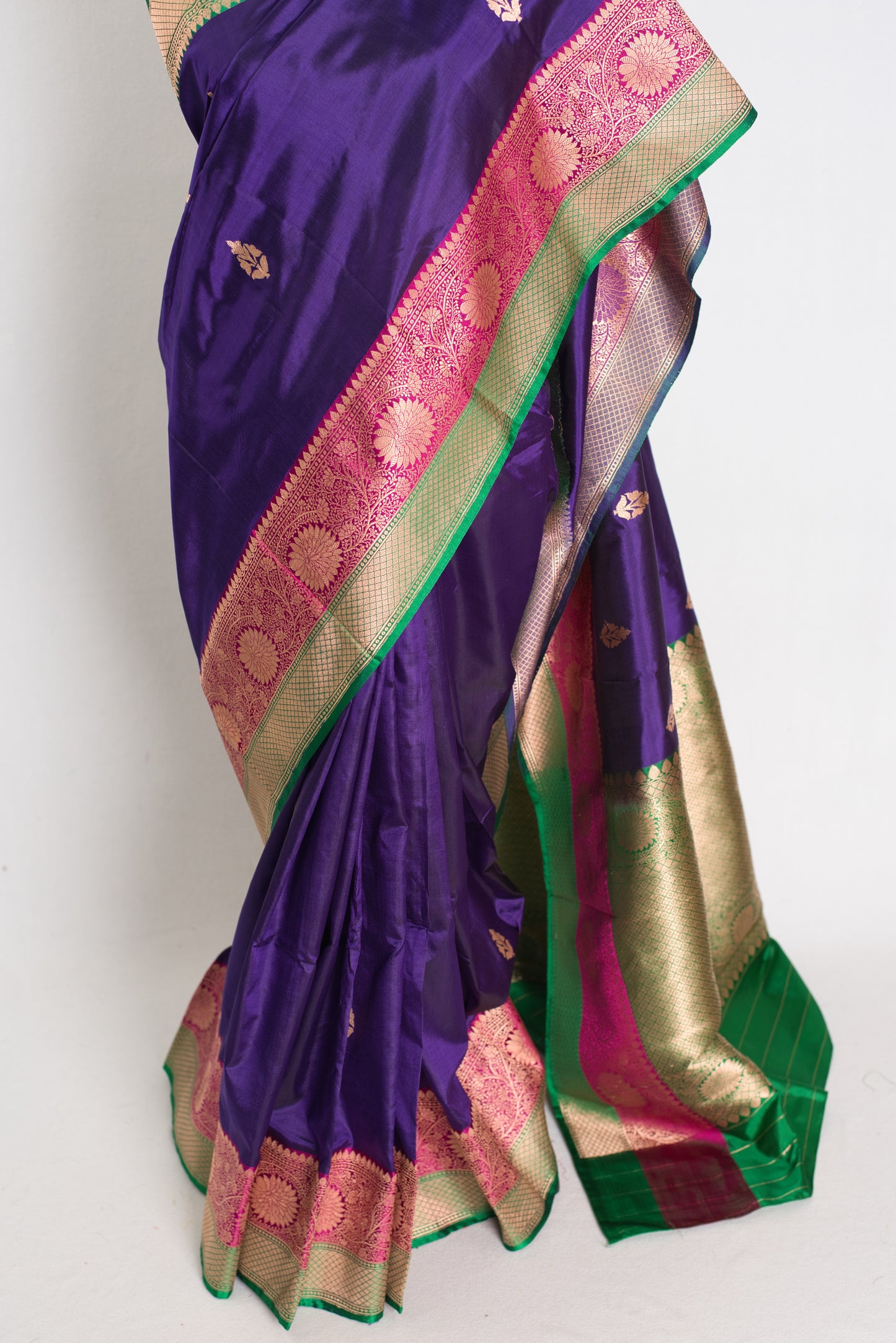 Nayana : Silk Mark Certified Purple Katan Banarasi Saree image 6
